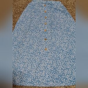 SHEIN Blue Floral Button-Down Skirt